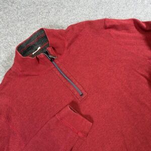 Tommy Bahama Sweater Mens XL Red 1/4 Zip Reversible Knit Pullover Logo Casual